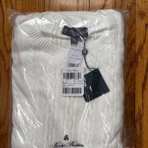 NWT Brooks Brothers Cable Knit Sweater 3XLT white